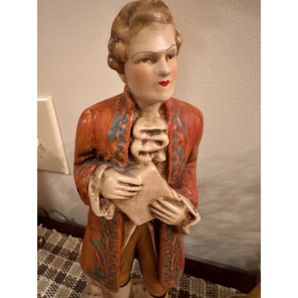 Vintage Chalkware Figurines Colonial Early American Man & Woman New Art Wares - Picture 5 of 13